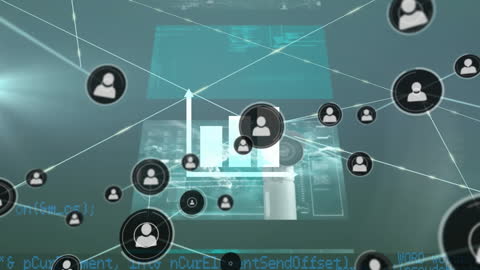 Network of Profile Icons with Data Processing Interface