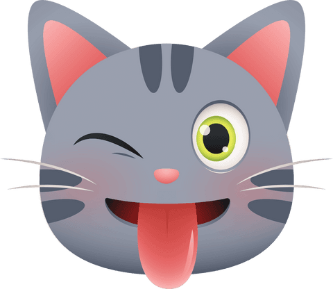 winking cat emoticon with sticking out tongue on transparent - Download Free Stock Videos Pikwizard.com