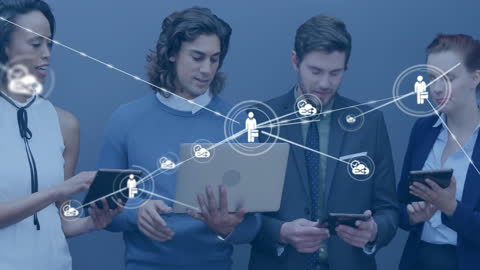 Diverse Business Team Discussing Digital Network Connections