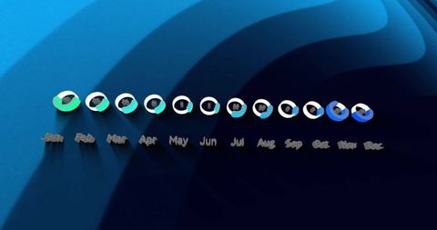 Abstract Digital Data Processing Timeline Over Blue Tones