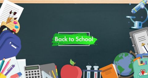 Back to School Chalkboard with Educational Supplies - Download Free Stock Images Pikwizard.com