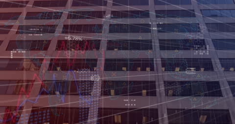 Global Financial Data Visualization Over Urban Architecture