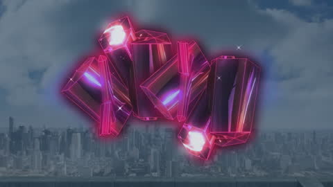 Neon Light Abstract Over City Skyline