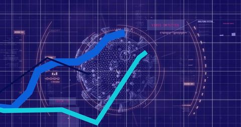 Technological Analysis of Global Financial Trends with Digital Graphs - Download Free Stock Images Pikwizard.com