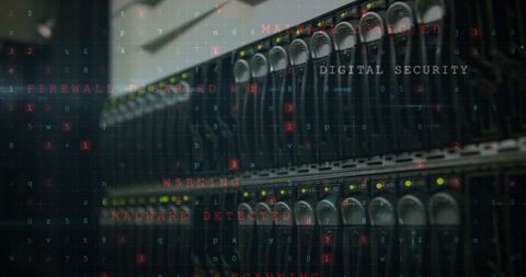 Cybersecurity Breach Alert in Servers with Digital Security Text - Download Free Stock Images Pikwizard.com