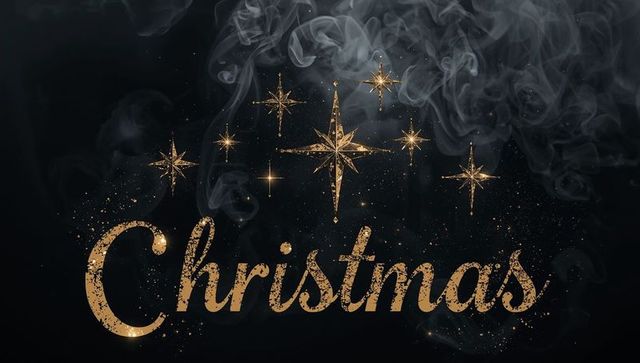 Luxury gold christmas typography on smoky background