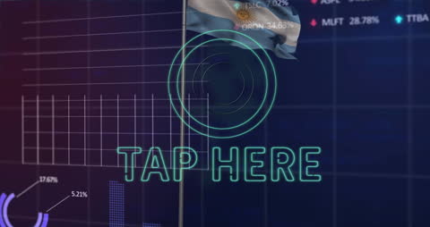 Digital Finance Interface with Argentina Flag Overlay
