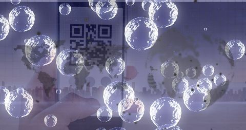 Digital Network Economy with Globes and QR Code - Download Free Stock Images Pikwizard.com
