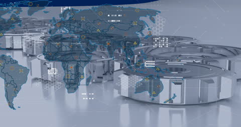 Futuristic Digital Map with Virtual Interface Elements