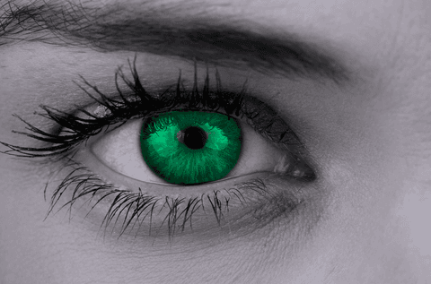 close-up of eye in black and white with transparent green iris detail - Download Free Stock Videos Pikwizard.com