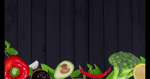 Fresh Vegetables Lining Bottom on Black Wood Background - Download Free Stock Images Pikwizard.com