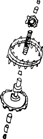 Transparent cogs and gears illustration on white background