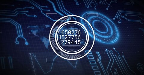Futuristic Interface with Digital Numbers and Global Tech Map - Download Free Stock Images Pikwizard.com