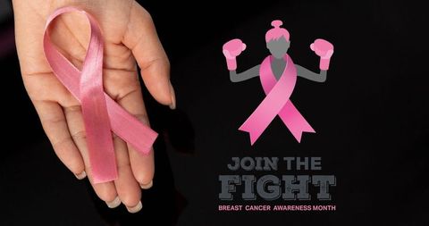 Breast Cancer Awareness Campaign with Pink Ribbon and Bold Text