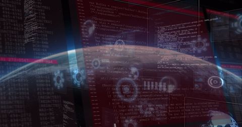 Digital Interface on Planet Earth with Data Processing - Download Free Stock Images Pikwizard.com