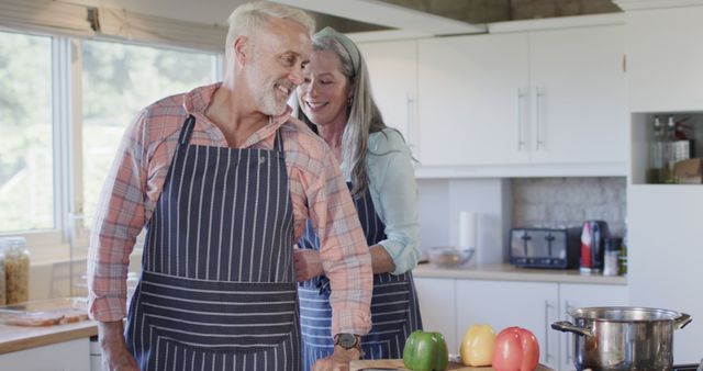 Happy Senior Couple Preparing Meal in Modern Kitchen - Download Free Stock Images Pikwizard.com