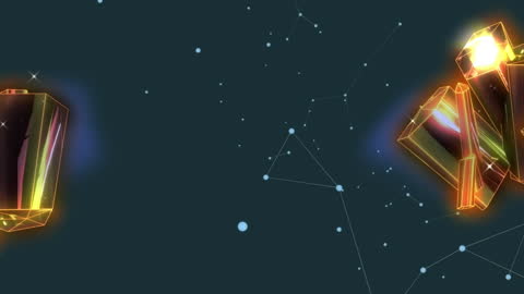 Glowing Retro Shapes with Network Connections in Digital Animation