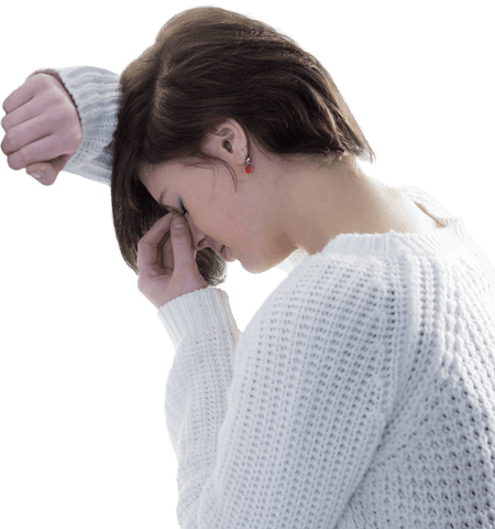 transparent sad woman leaning against wall in white sweater - Download Free Stock Videos Pikwizard.com