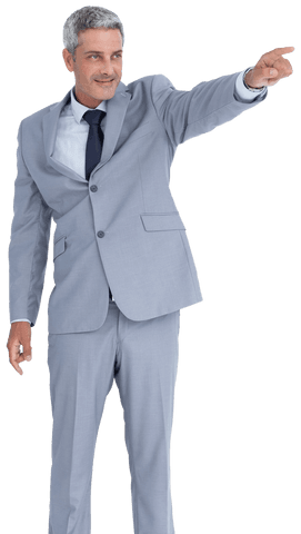 Confident Businessman Pointing Leadership Transparent Background