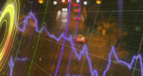 Abstract Financial Data Overlay with Traffic Background