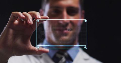 Scientist Demonstrating Innovative Holographic Technology