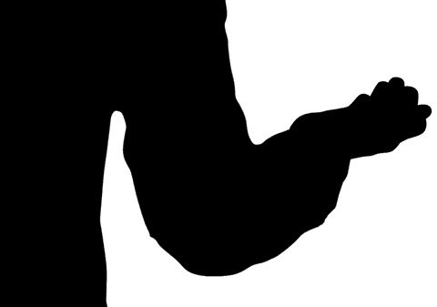 Silhouette of man midsection on transparent background