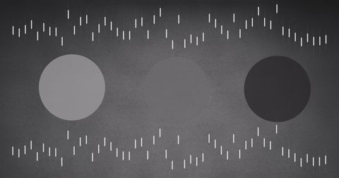 Abstract Moving Lines and Circles on Grey Background