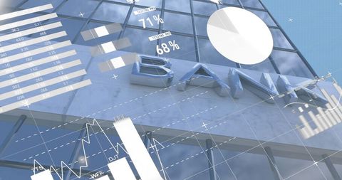 Abstract Finance and Data Visualization Over Bank Skyscraper - Download Free Stock Images Pikwizard.com