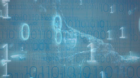 Abstract Blue Binary Code and Wave Illustration