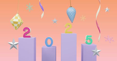 2025 New Year Celebration Concept with Festive Decorations