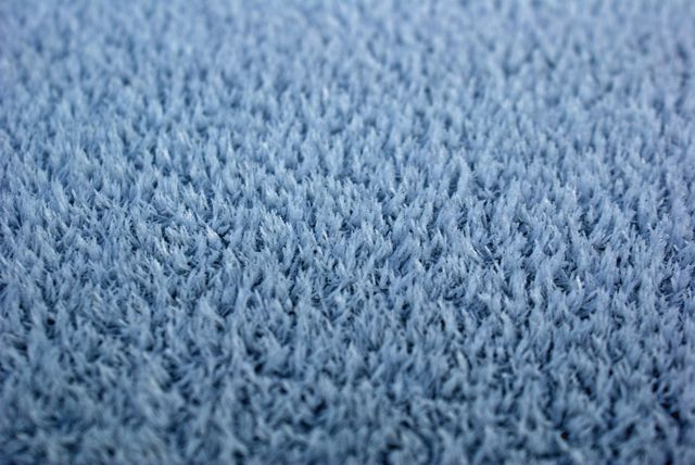 Detailed view of soft blue carpet fibers, illustrating the plush texture ideal for comfort-focused products. Useful for marketing interior design materials, home decor ideas, and flooring options. Appropriate for use in ads, blogs, websites, and online stores focusing on comfortable living spaces, carpet manufacturers, and home improvement content.