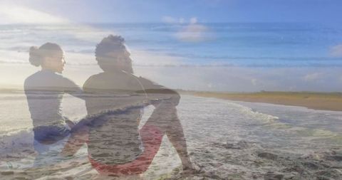 Romantic Couple Relaxing on Scenic Beach Vacation