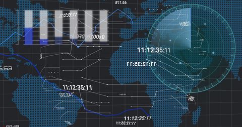 Digital Data Processing on Globe Grid Background - Download Free Stock Images Pikwizard.com
