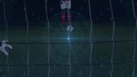 Soccer Player Ready to Take Penalty with Technology Overlay