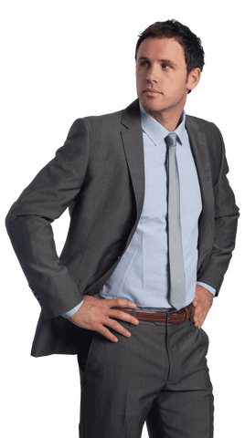Transparent Young Businessman in Suit With Confident Stance