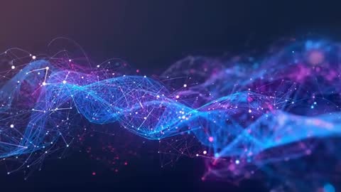 Dynamic Network of Glowing Digital Waves in Motion