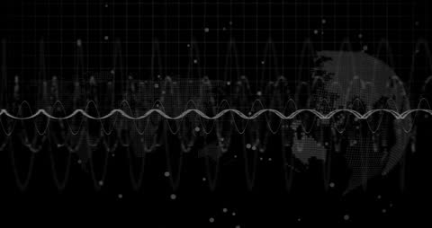 Digital Globe with Abstract Wave Design on Black Background