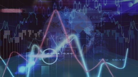 Global Financial Data Overlay with Digital Graphs and Charts