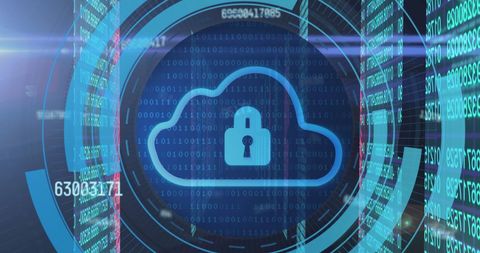 Digital Security Cloud Technology with Lock and Binary Code - Download Free Stock Images Pikwizard.com