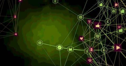 futuristic network connections with digital interface icons - Download Free Stock Images Pikwizard.com