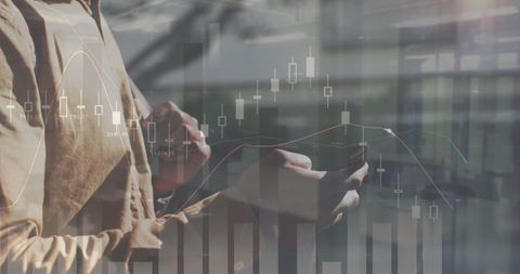 Business data analysis with smartphone in modern office