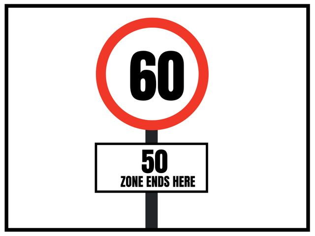 Road Sign Displaying Speed Change from 50 to 60 for Safety Awareness - Download Free Stock Templates Pikwizard.com