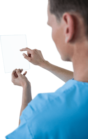 Male Nurse in Scrubs Holding Transparent Glass Sheet - Download Free Stock Videos Pikwizard.com