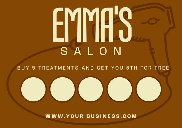 Salon Loyalty Card Template with Retro Design and Punch Card Layout - Download Free Stock Videos Pikwizard.com