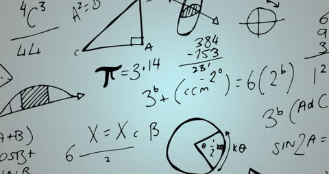 Abstract Mathematical Equations and Geometric Diagrams in Motion
