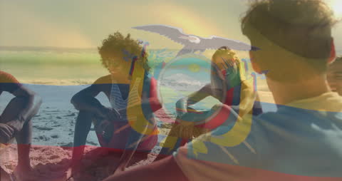 Cultural Unity: Friends Relaxing on Ecuador Beach