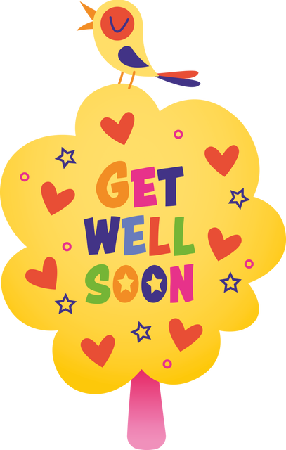 Colorful Get Well Soon Text with Bird on Transparent Background - Download Free Stock Videos Pikwizard.com