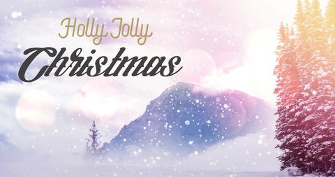 Holly Jolly Christmas Text over Winter Wonderland - Download Free Stock Images Pikwizard.com