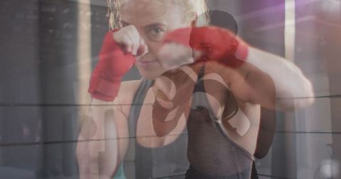 Defensive boxing stance in ready position