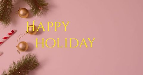 Elegant Pink Holiday Background with Golden Baubles